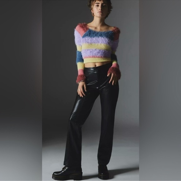 UO Silence + Noise Urban Outfitters Women’s Sydney Faux Vegan Leather Pants NWT - Picture 1 of 10